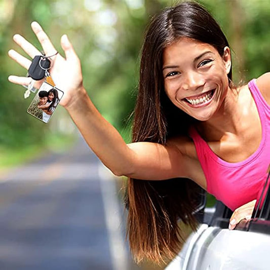 Personalized Customized Photo Wooden Keychain - Custom Name & Picture Printed Keyring for Gift