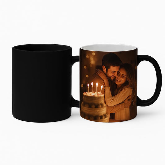 Personalized Magic Mug with Free Photo Keychain – Custom Heat Sensitive Color Changing Coffee Mug Gift Combo