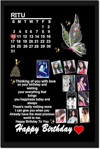 Personalized Birthday Calendar Photo Frame - Custom Photo Collage Gift for Sister, brother, Girlfriend, Boyfriend,  Everyone else too.