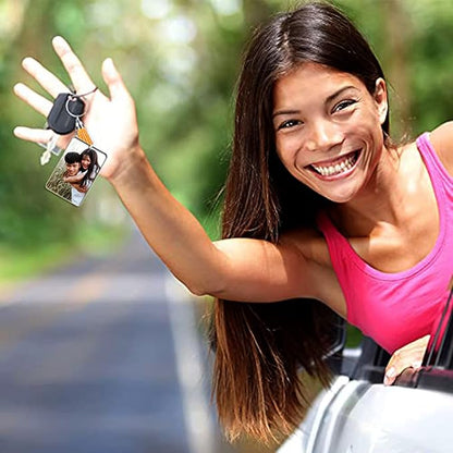 Personalized Customized Photo Wooden Keychain - Custom Name & Picture Printed Keyring for Gift