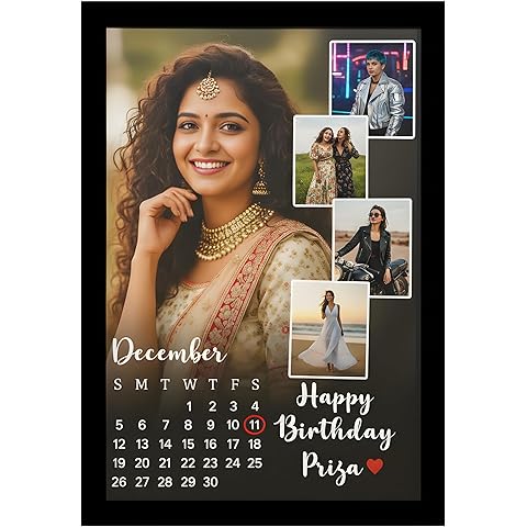 Personalized December Month Birthday Photo Frame with Custom Name & Date | Wall Decor Gift for Friends & Family | Size: 8x12 Inch