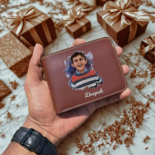 Personalized Customized Leather Wallet for Men – Custom Name & Charm Engraved Men’s Purse