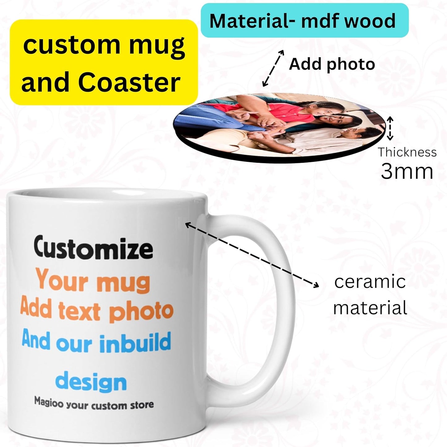 Personalized Photo Mug with Custom Message – Premium White Coffee Mug Gift for Couples, Personalized Birthday Gift for Husband, Wife, Brother, Sister, Friends, Mom, Dad.