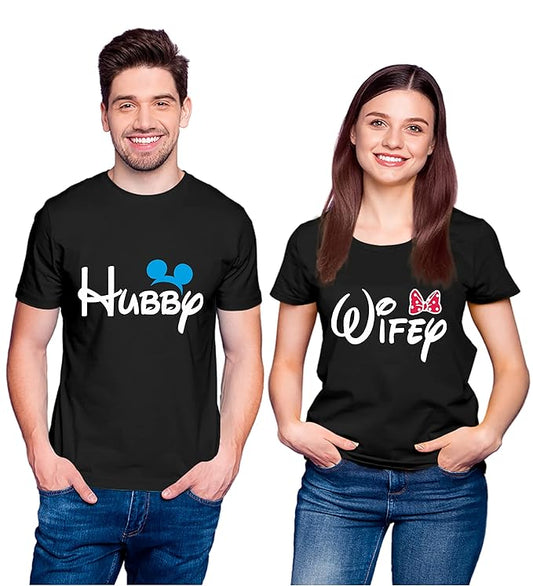 Personalized Couple T-Shirts - Custom Hubby and Wifey Matching Tshirt with Names